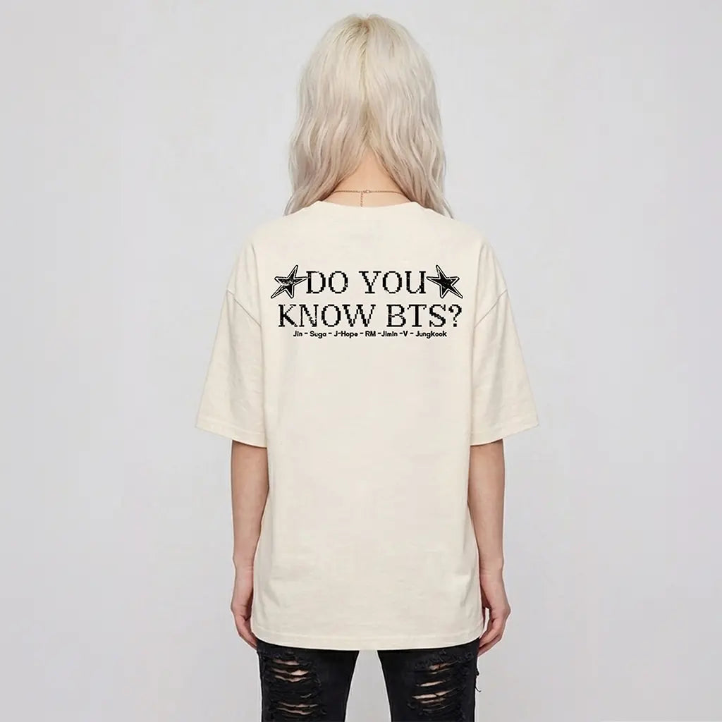 Camiseta oversize Do you know BTS? morado