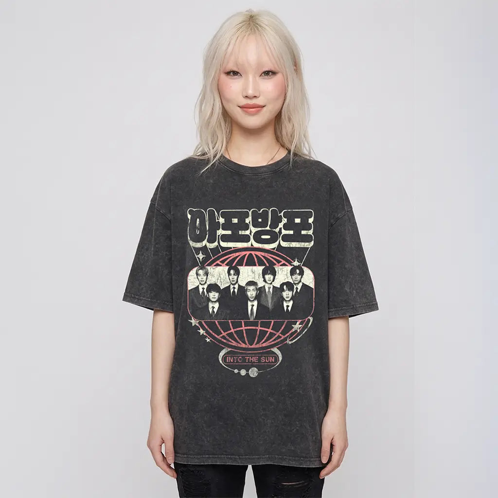 Camiseta oversize acidwash Into the sun